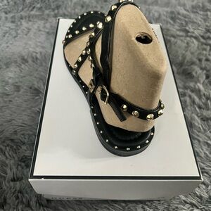 Guess Black and Gold Studded Sandals